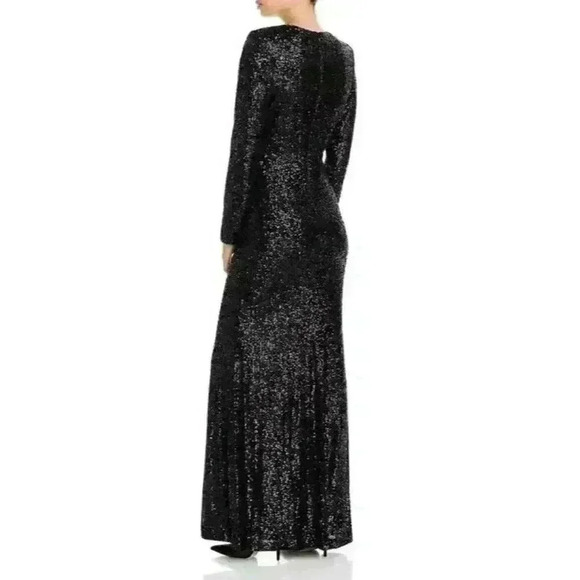 NEW! NANETTE Nanette Lepore Women's 8 Long Sleeve V Neck Sequin Gown NWT $198 - Picture 2 of 2